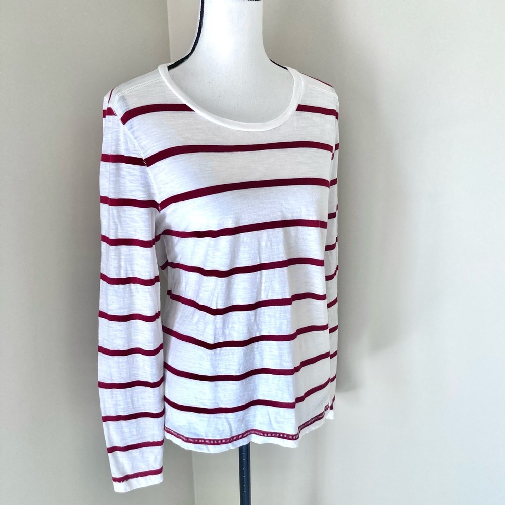 Madewell Long Sleeve T-shirt in Red and White Size L - Picture 5 of 10